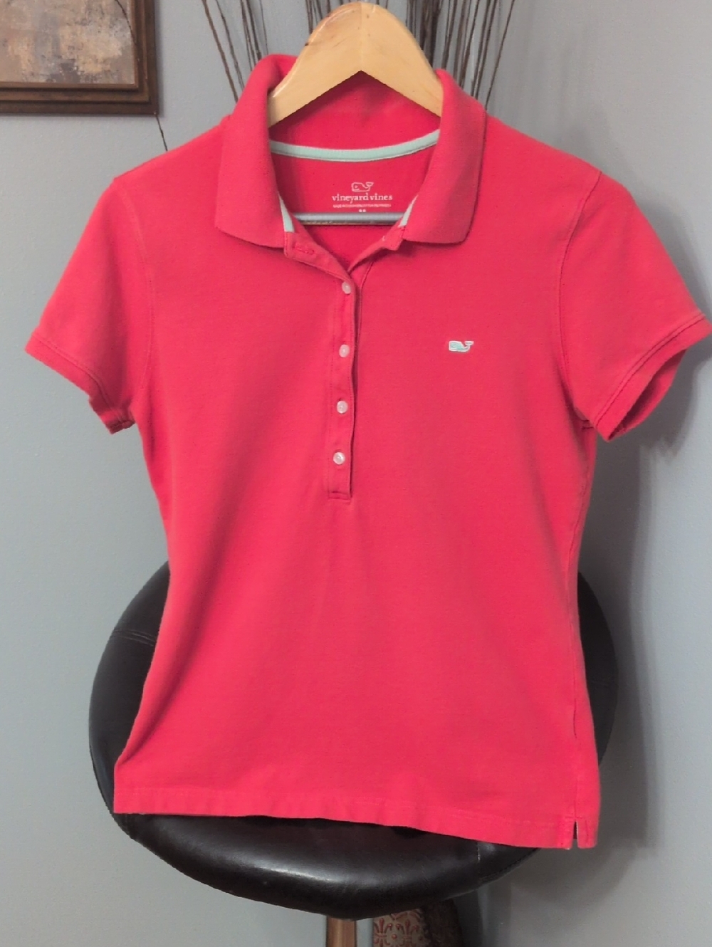 Vineyard Vines Bright Coral Crewneck "Susie" Polo Tee